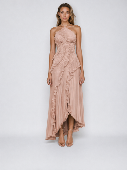 Serelina - Robe maxi à dos nu avec volants