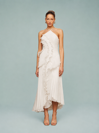 Serelina - Robe maxi à dos nu avec volants