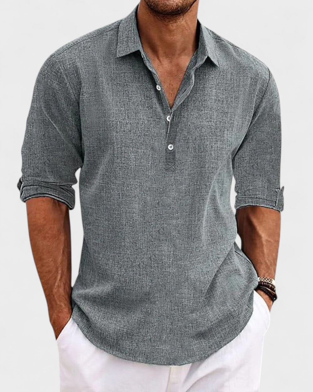 Travis - Chemise en coton à col ouvert