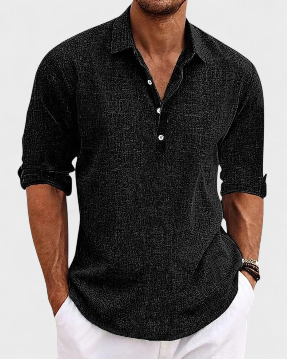Travis - Chemise en coton à col ouvert