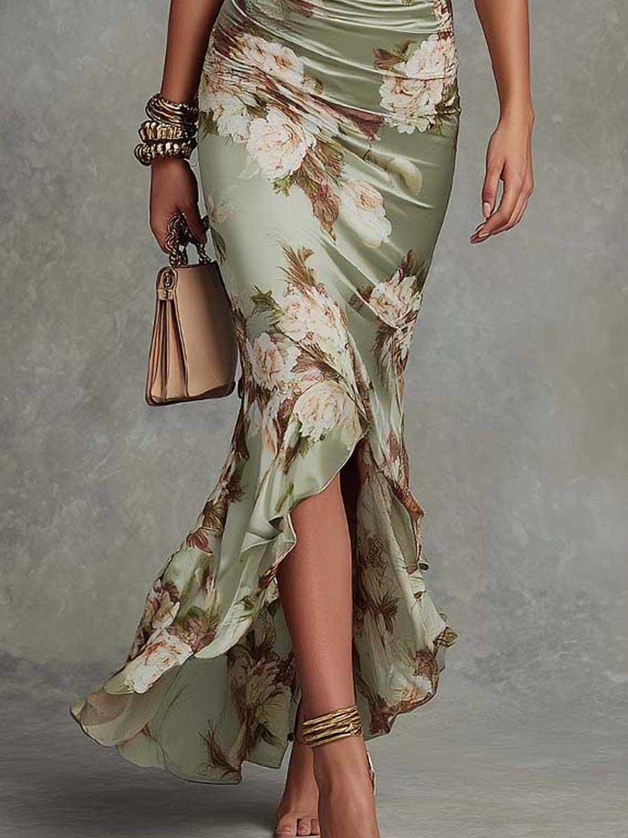 Anastasia - Robe Midi Satin Floral