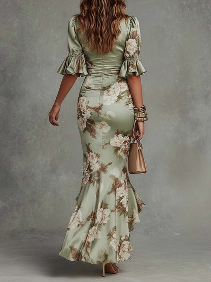 Anastasia - Robe Midi Satin Floral