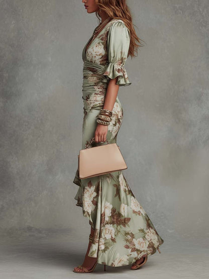Anastasia - Robe Midi Satin Floral