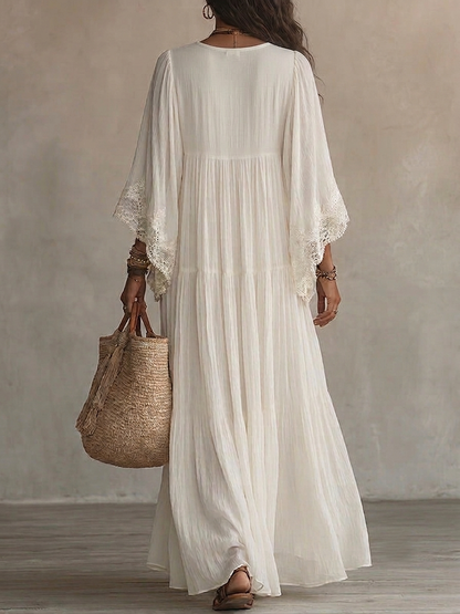 Ondina - Robe maxi en chiffon ornée de dentelle