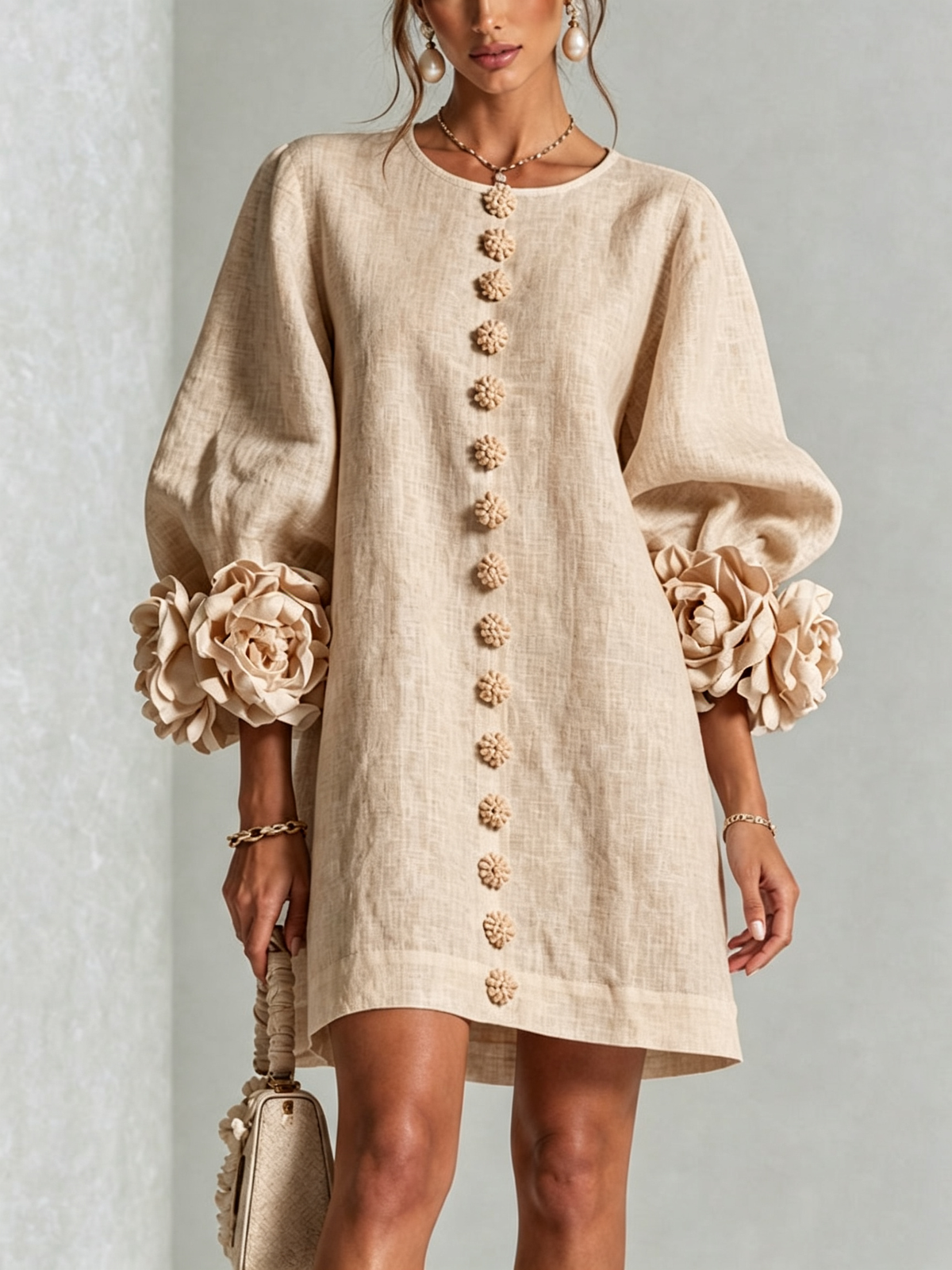 Silvia - Robe chemise mini avec manches à volants