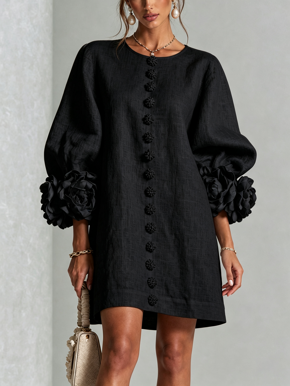 Silvia - Robe chemise mini avec manches à volants