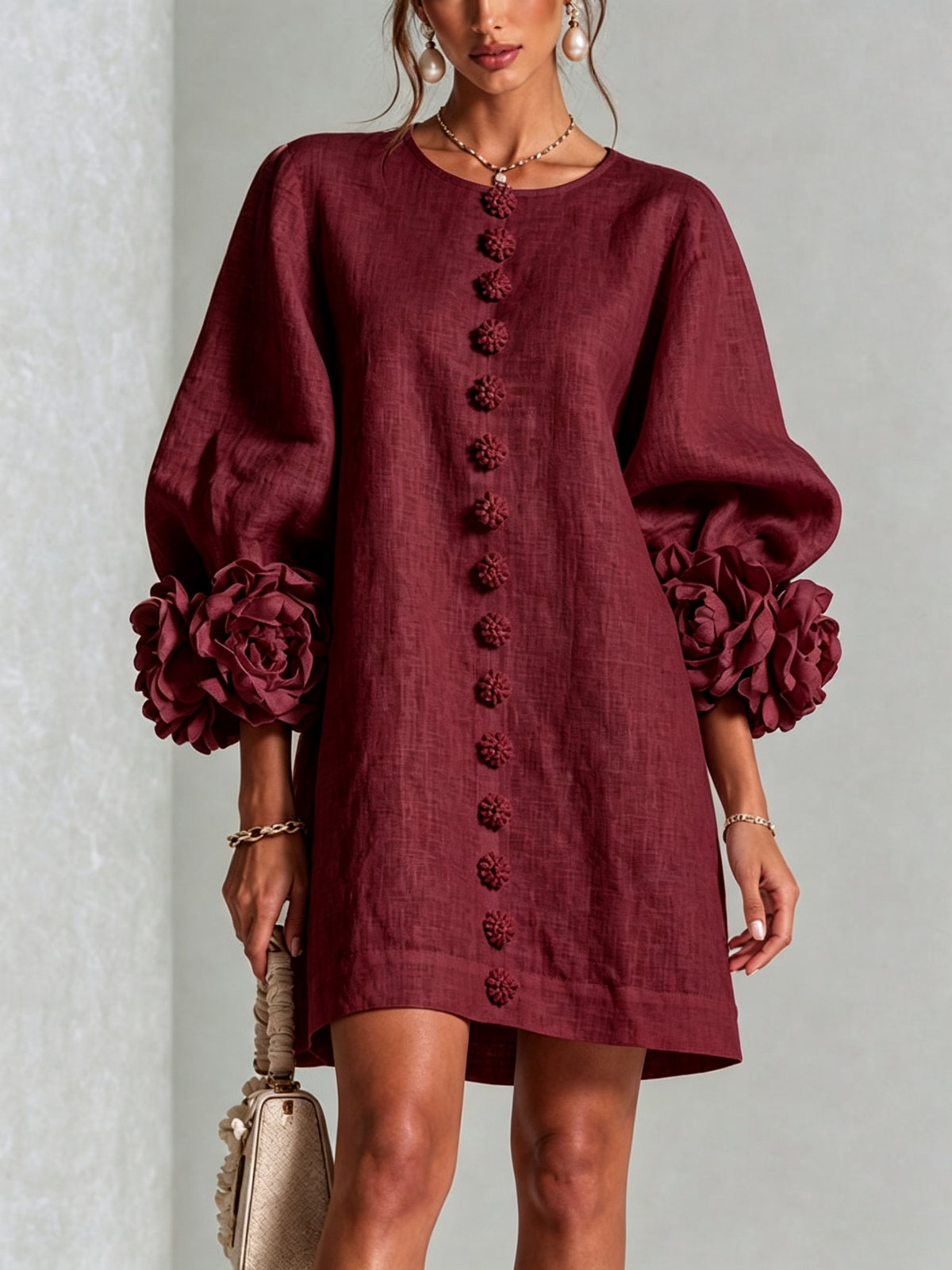 Silvia - Robe chemise mini avec manches à volants