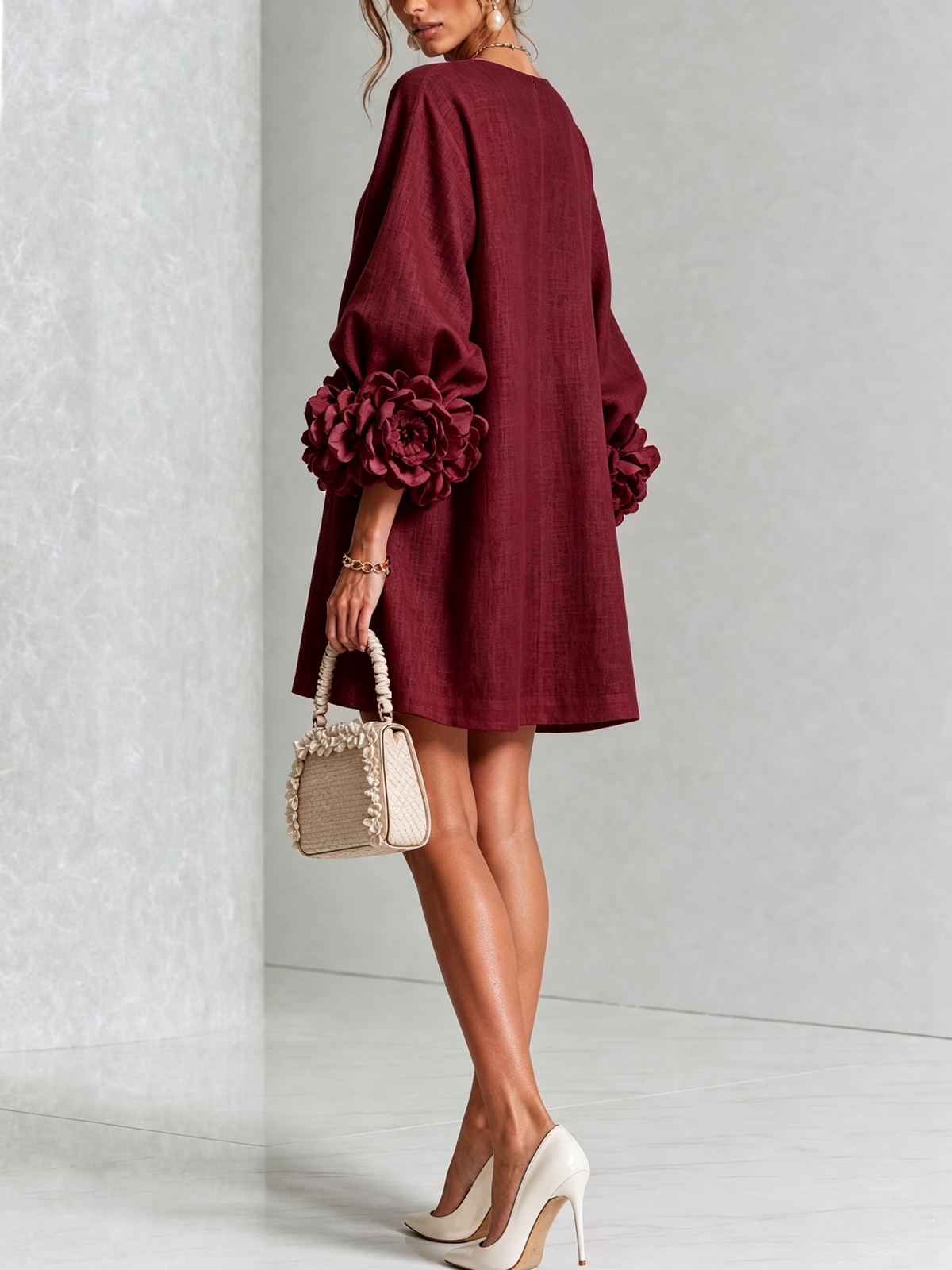 Silvia - Robe chemise mini avec manches à volants