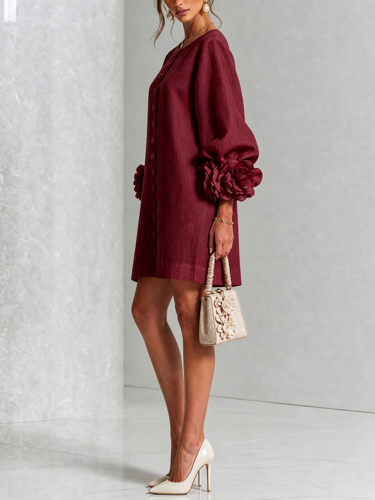 Silvia - Robe chemise mini avec manches à volants