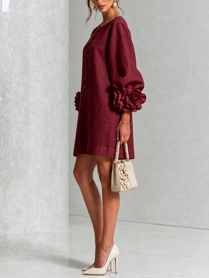 Silvia - Robe chemise mini avec manches à volants