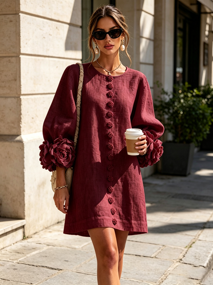Silvia - Robe chemise mini avec manches à volants