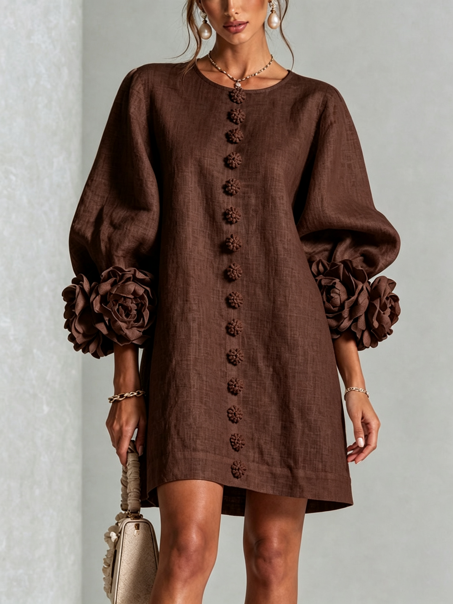 Silvia - Robe chemise mini avec manches à volants