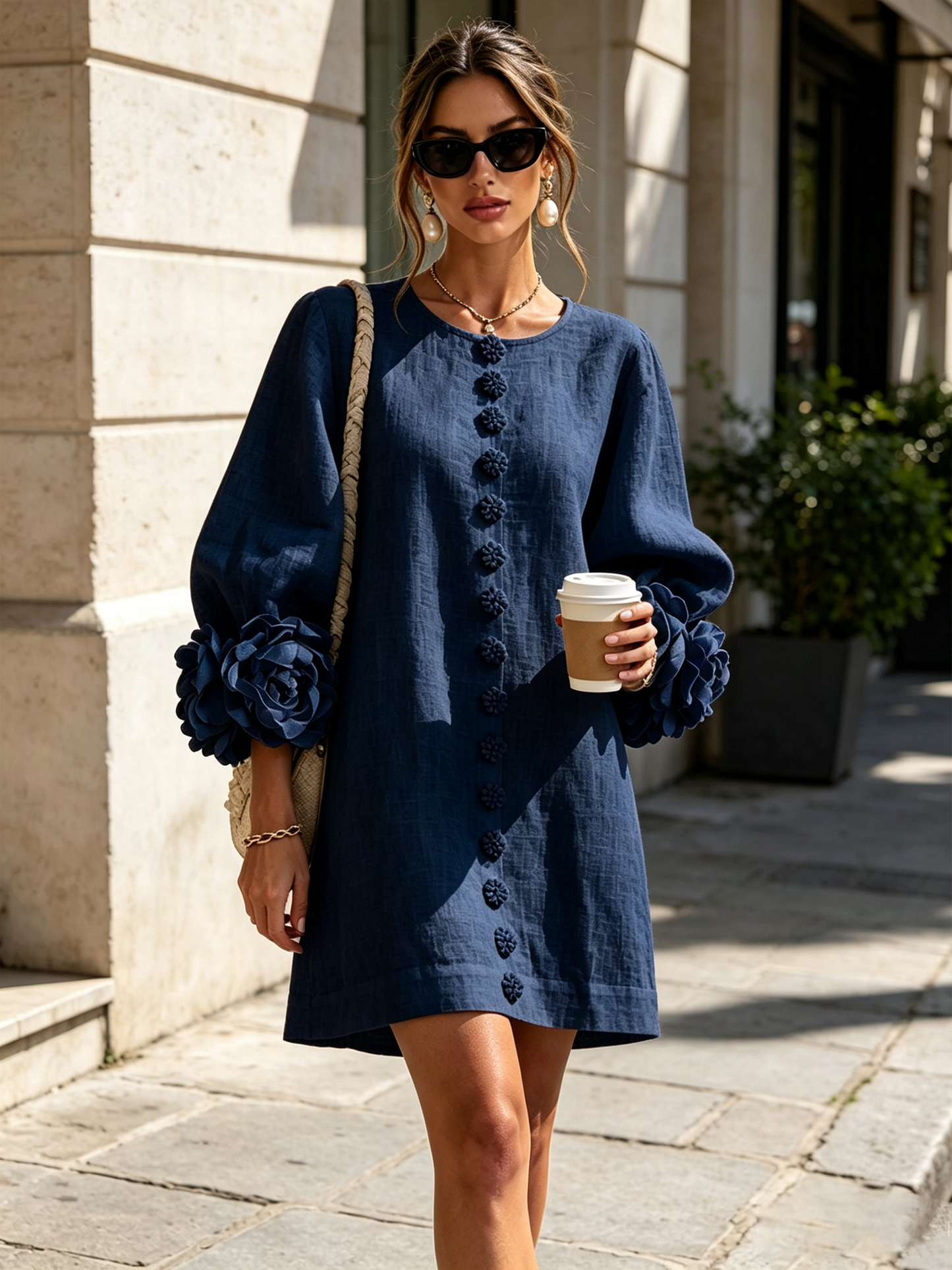 Silvia - Robe chemise mini avec manches à volants
