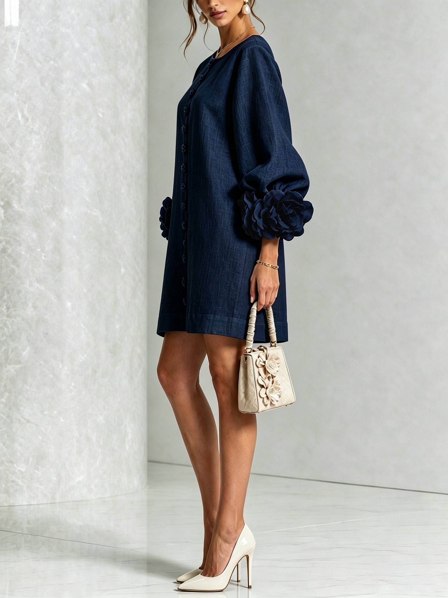 Silvia - Robe chemise mini avec manches à volants