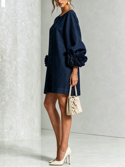 Silvia - Robe chemise mini avec manches à volants