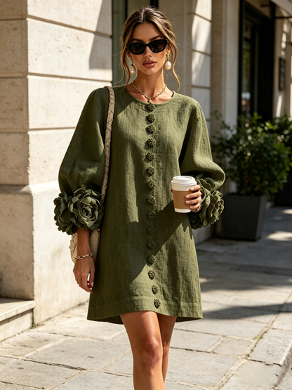 Silvia - Robe chemise mini avec manches à volants