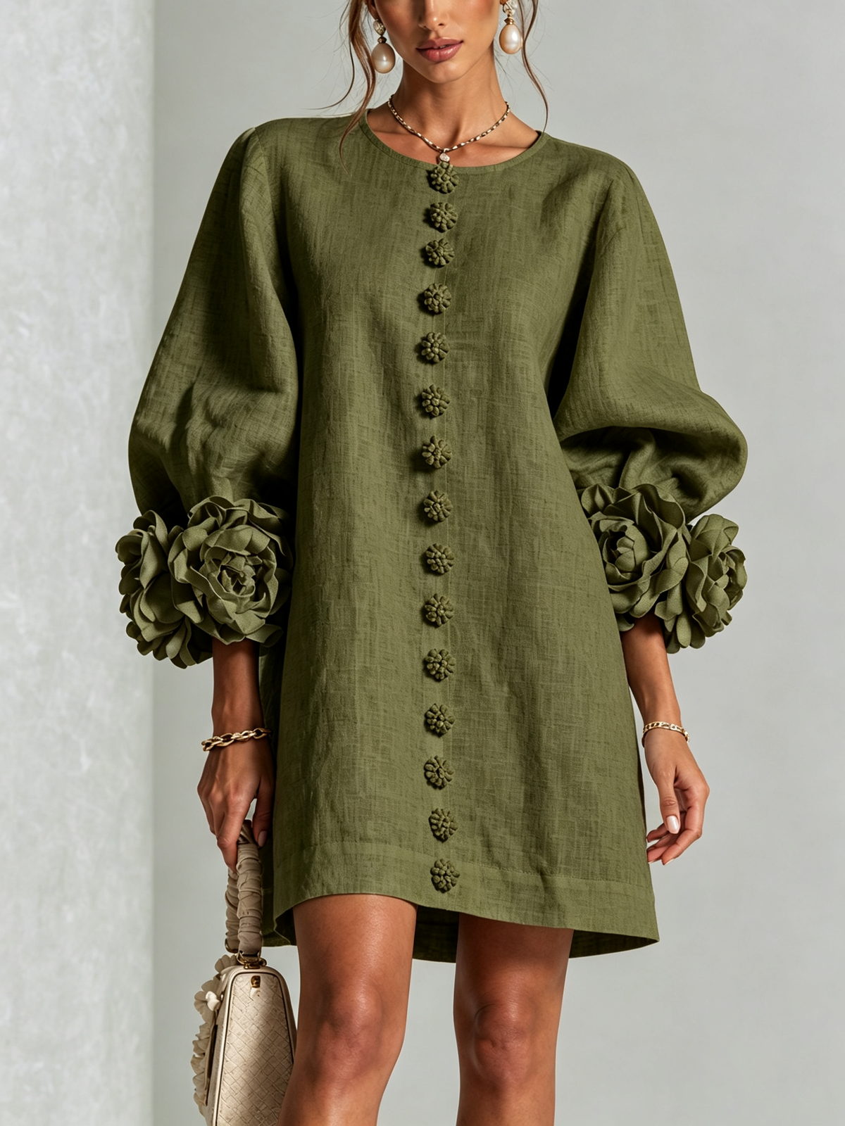 Silvia - Robe chemise mini avec manches à volants