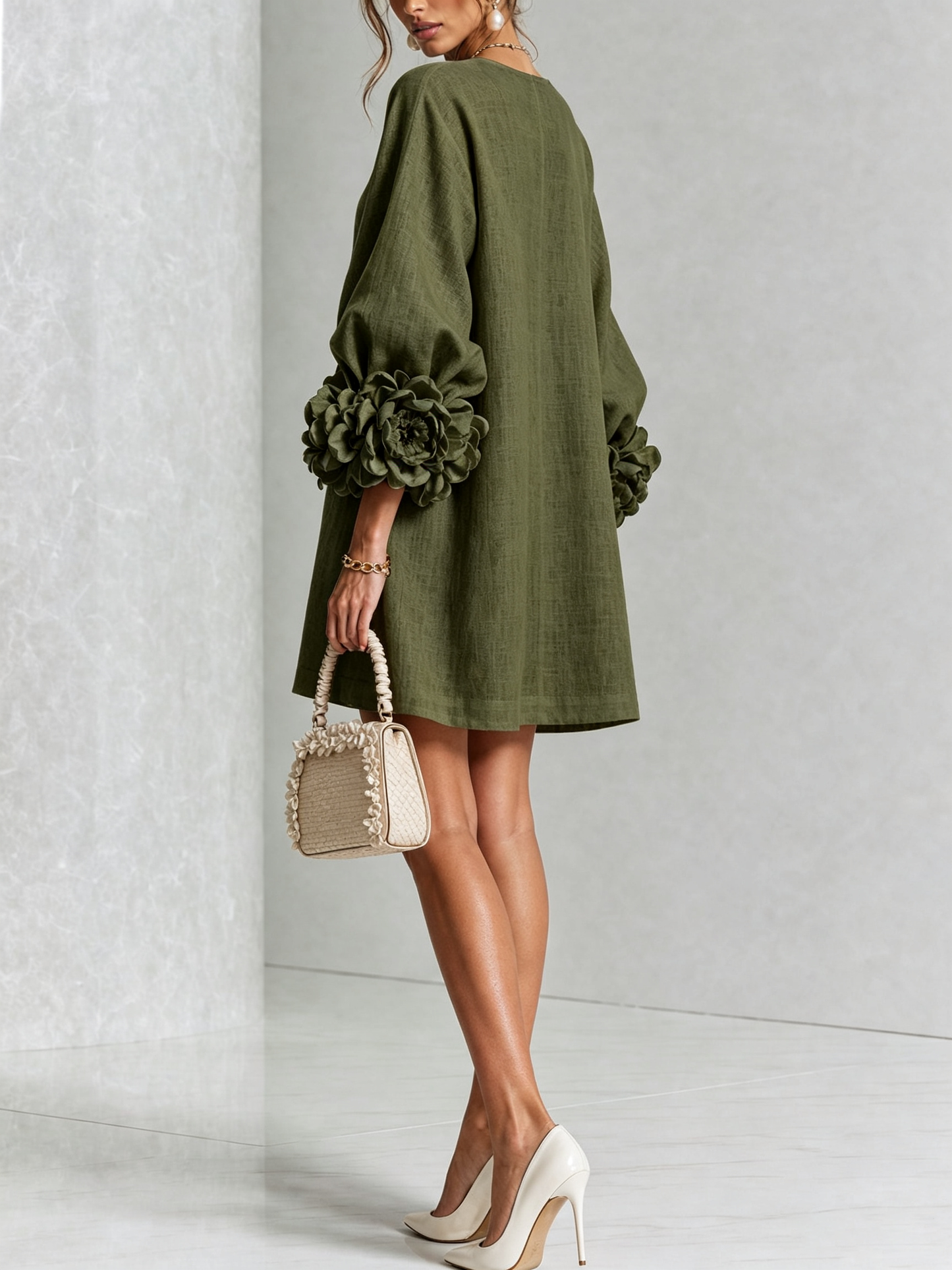 Silvia - Robe chemise mini avec manches à volants