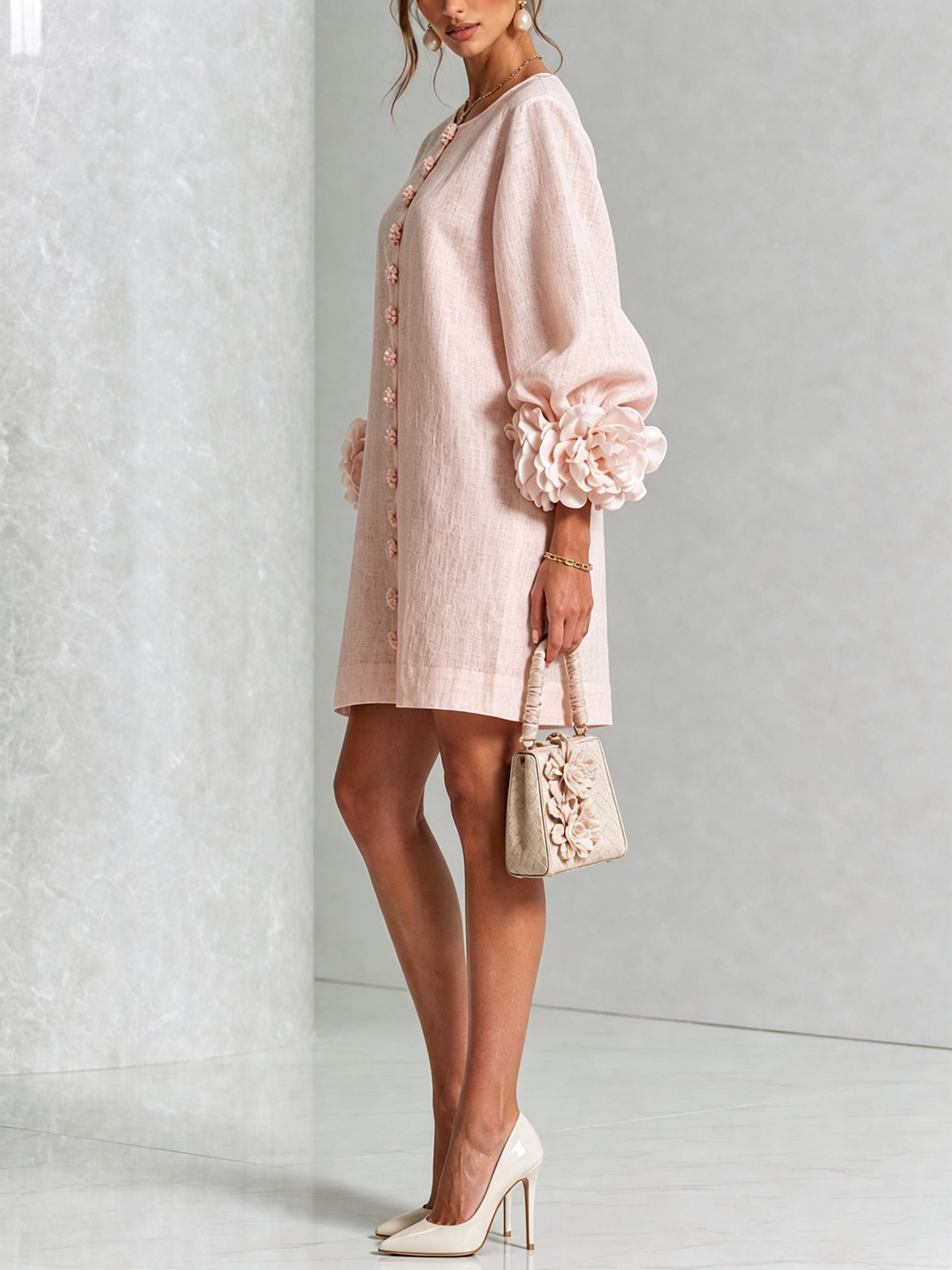 Silvia - Robe chemise mini avec manches à volants