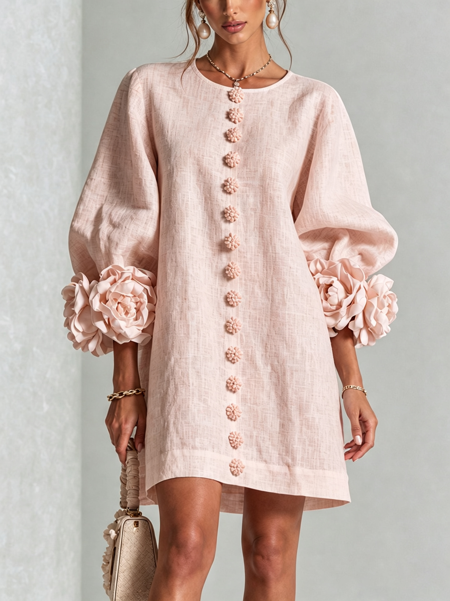 Silvia - Robe chemise mini avec manches à volants
