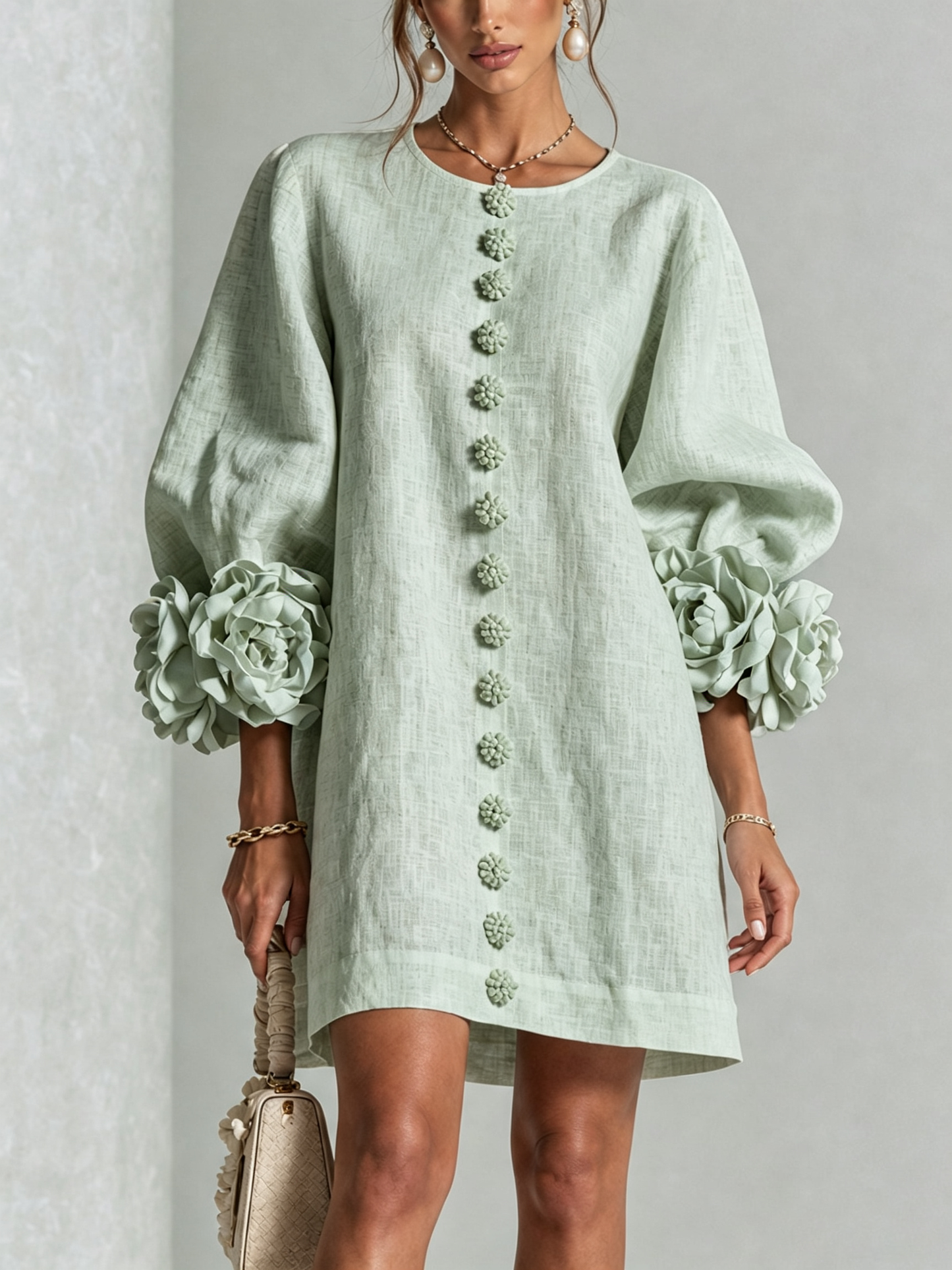 Silvia - Robe chemise mini avec manches à volants