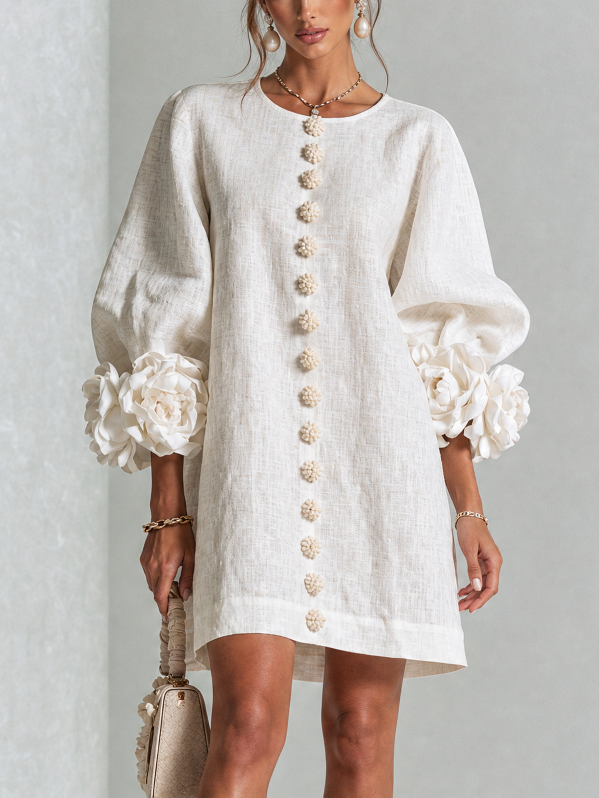 Silvia - Robe chemise mini avec manches à volants