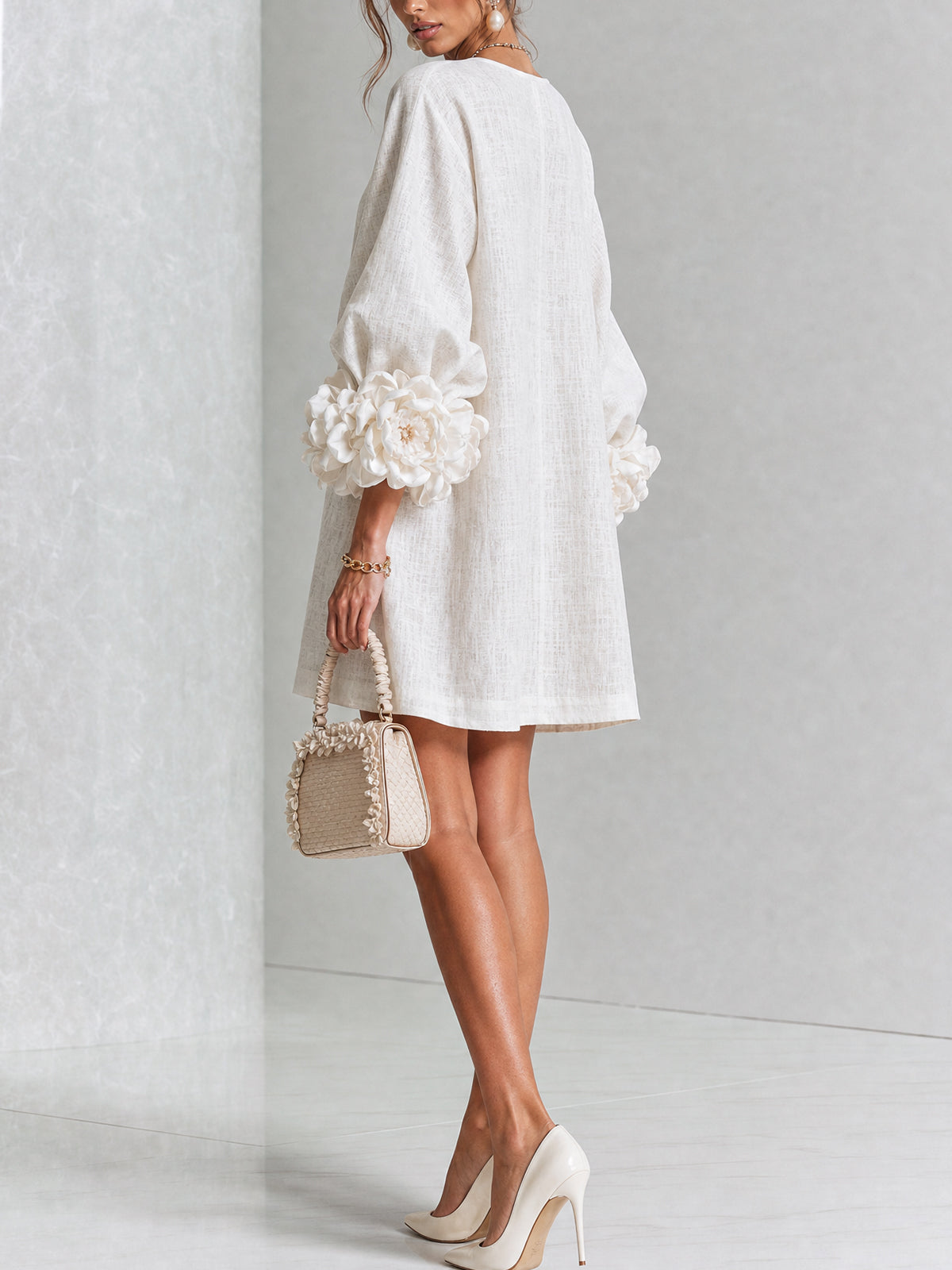 Silvia - Robe chemise mini avec manches à volants