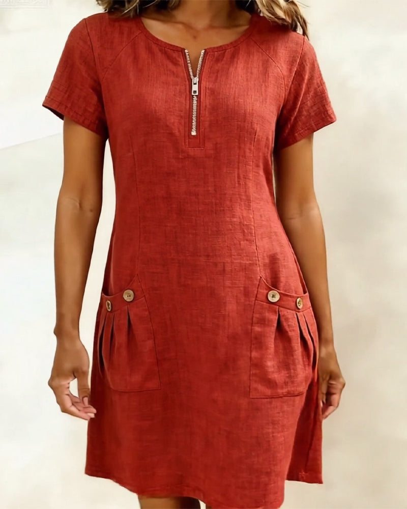 Lina - Robe A-ligne en coton-lin