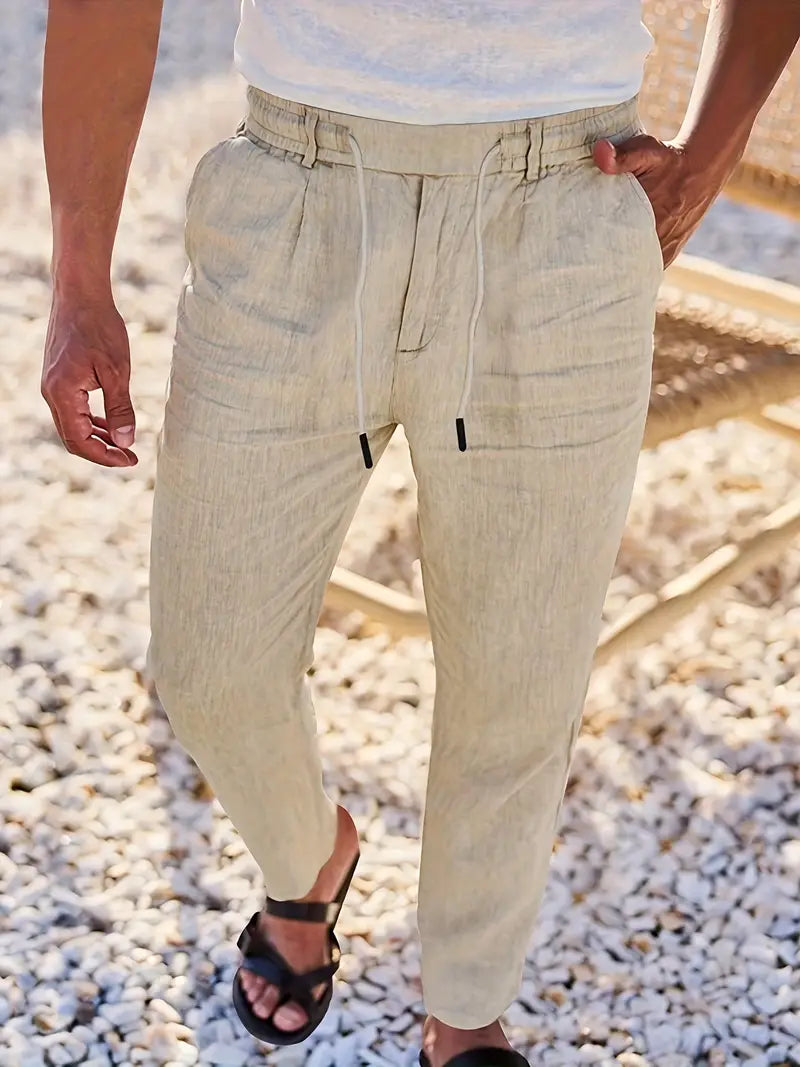Avenor - Pantalon en lin large avec cordon de serrage