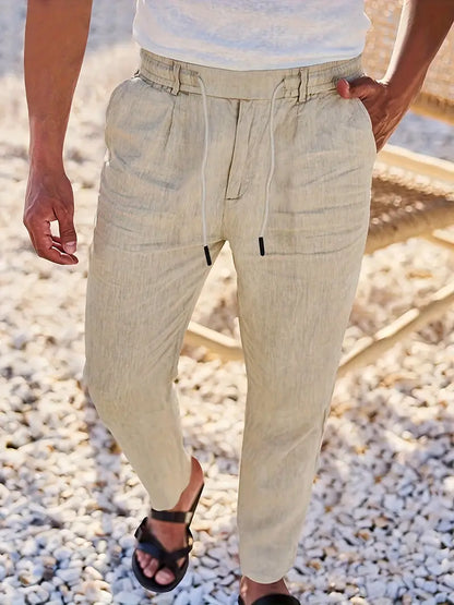 Avenor - Pantalon en lin large avec cordon de serrage