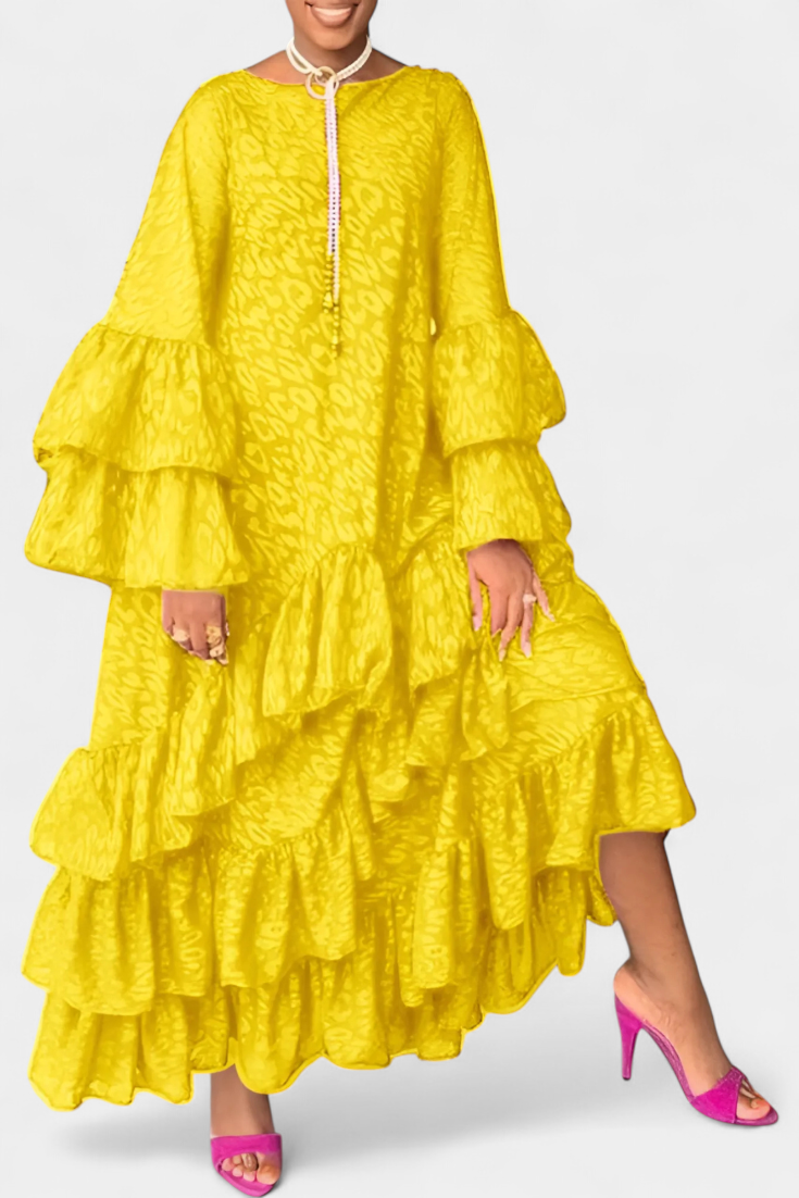 Valoria - Robe maxi asymétrique avec manches cloche