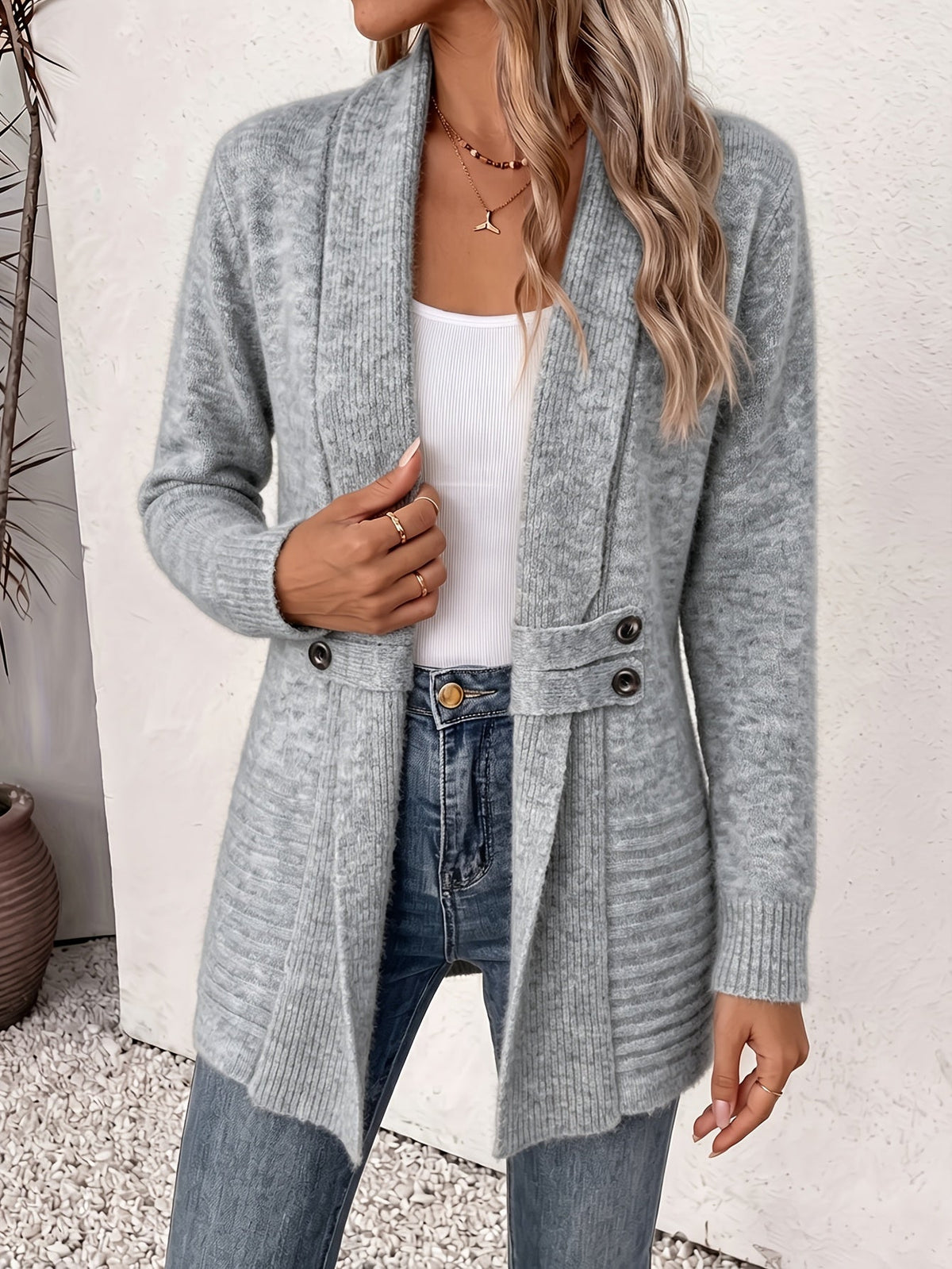 Felecia - Cardigan ceinturé mi-long