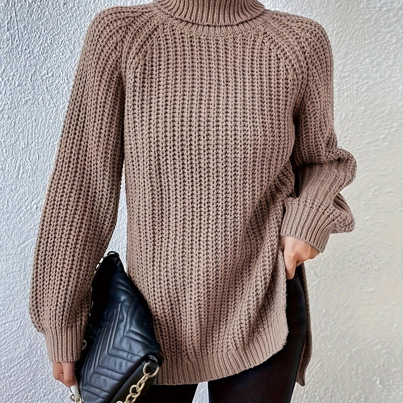 Lysette - Haut en tricot à raglan avec col montant