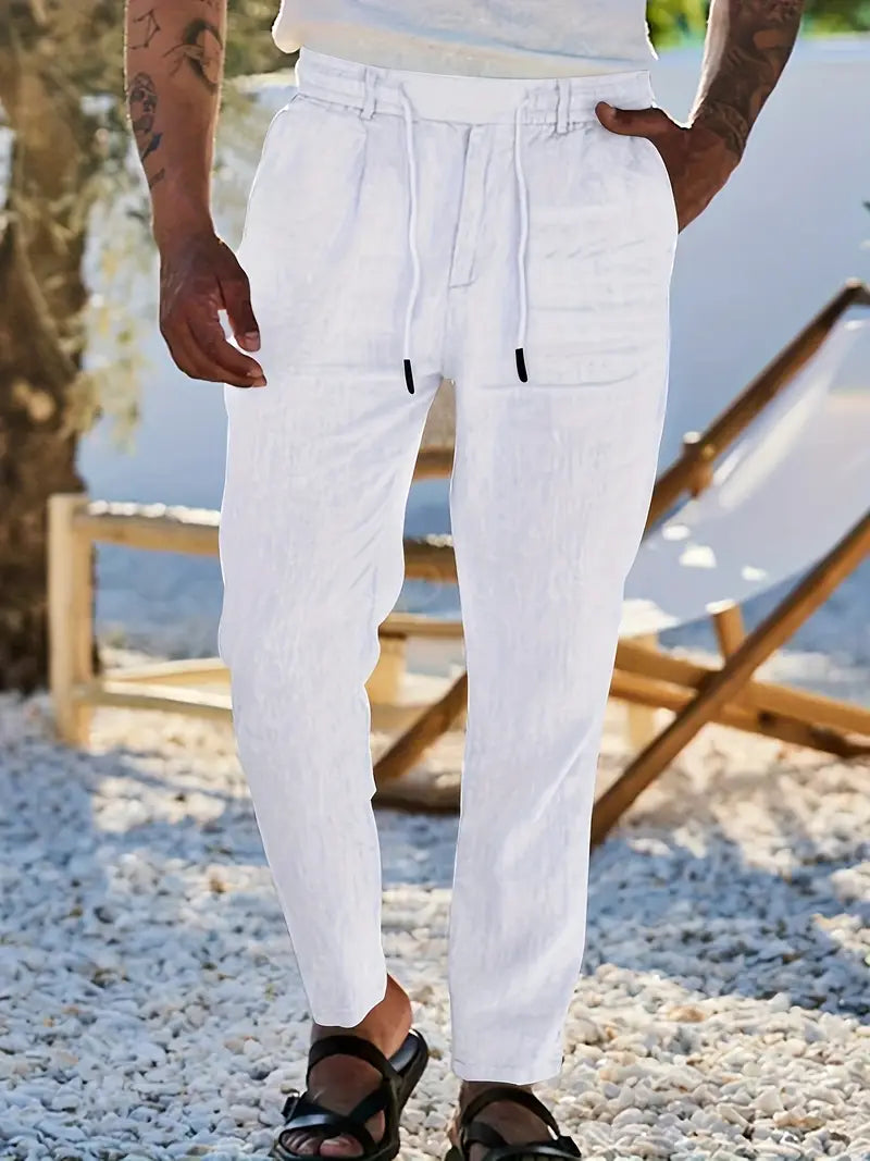 Avenor - Pantalon en lin large avec cordon de serrage