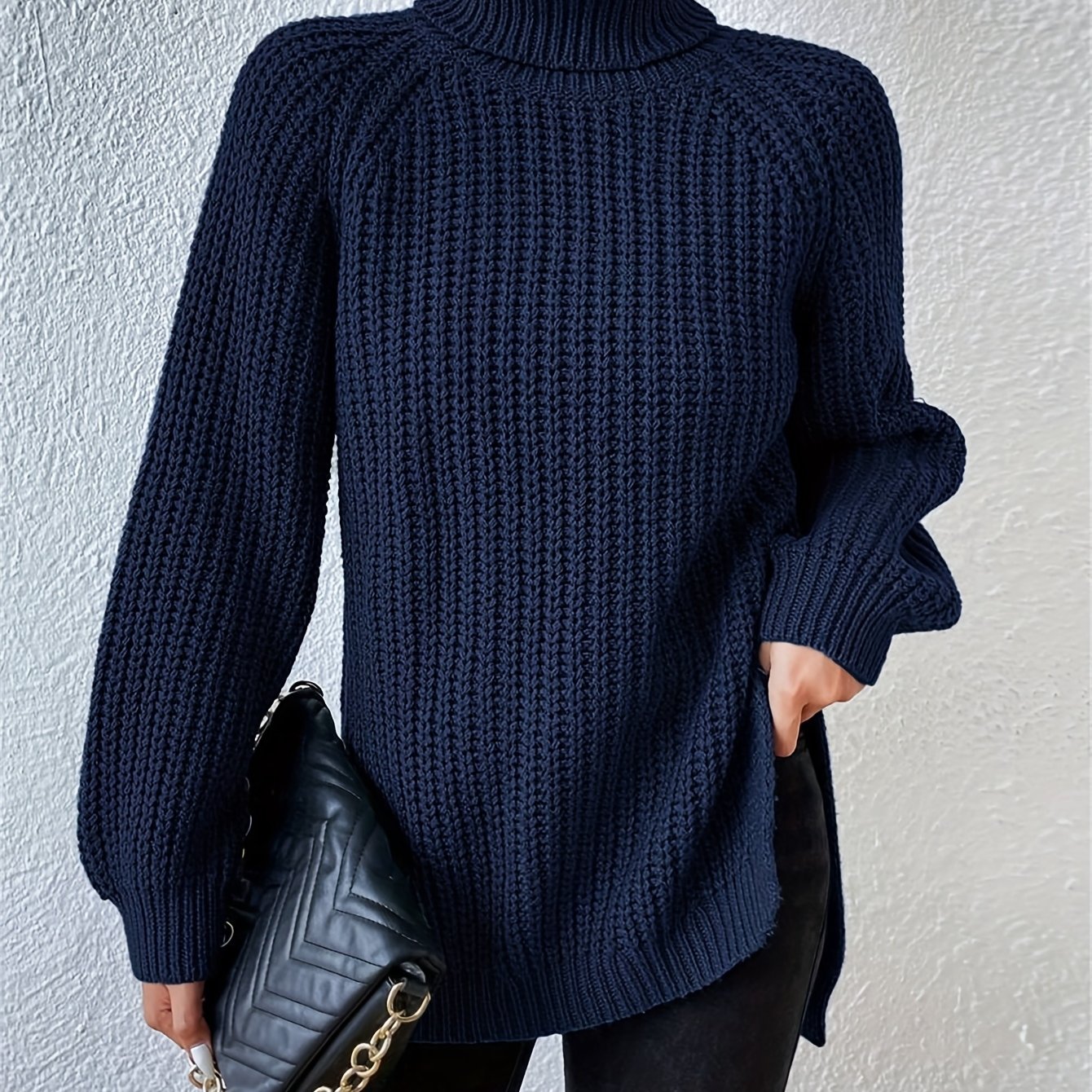 Lysette - Haut en tricot à raglan avec col montant