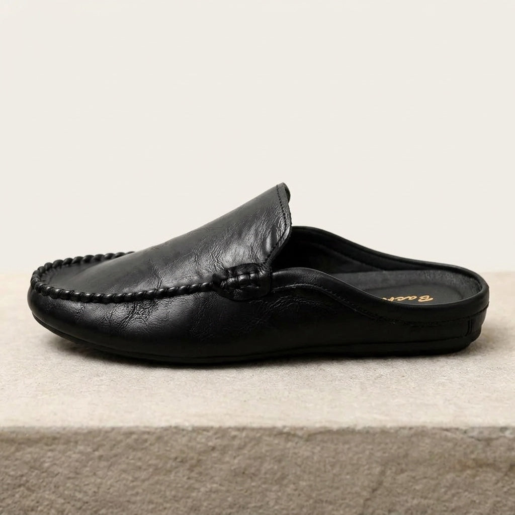 Randy - Mules en cuir avec couture mocassins