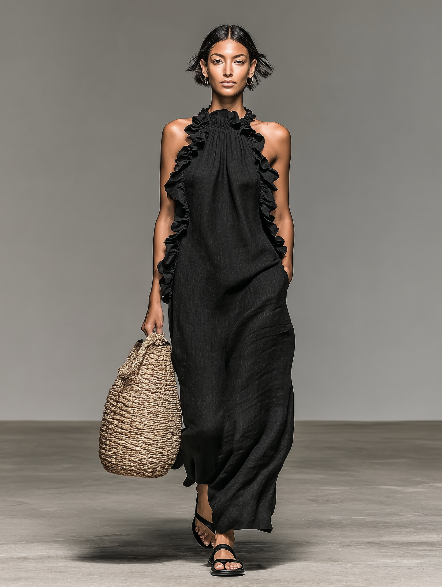 Serela - Robe maxi à volants avec poches