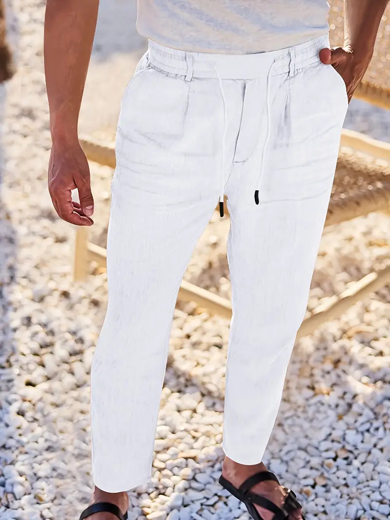 Avenor - Pantalon en lin large avec cordon de serrage