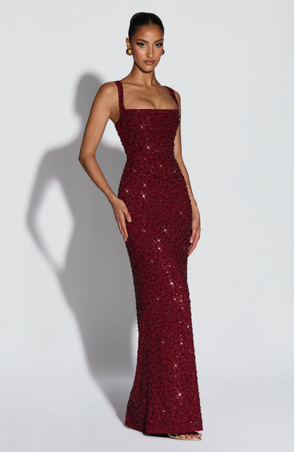 Liora - Robe maxi en corsage scintillant