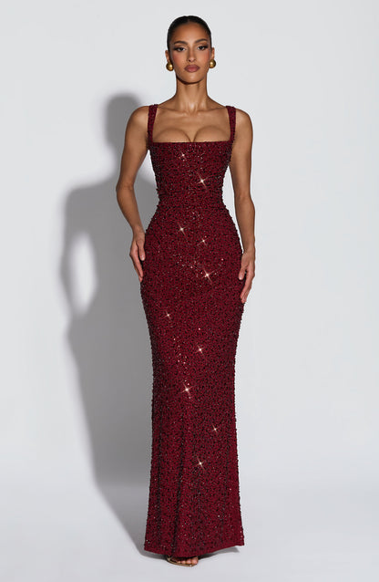 Liora - Robe maxi en corsage scintillant