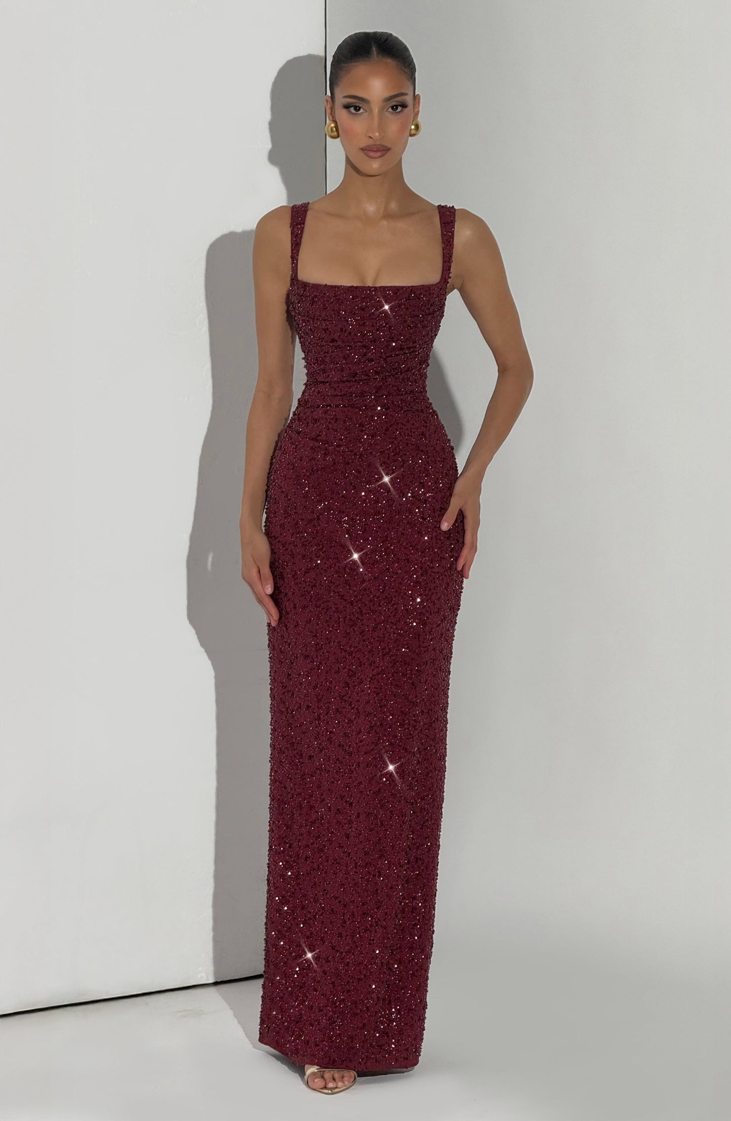 Liora - Robe maxi en corsage scintillant