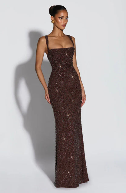 Liora - Robe maxi en corsage scintillant