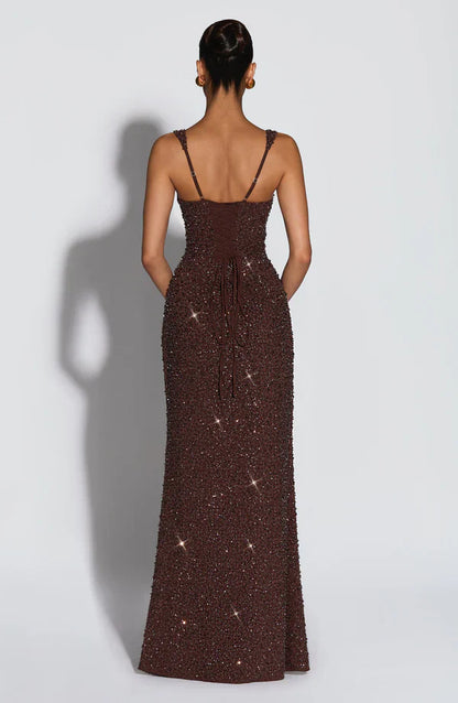 Liora - Robe maxi en corsage scintillant