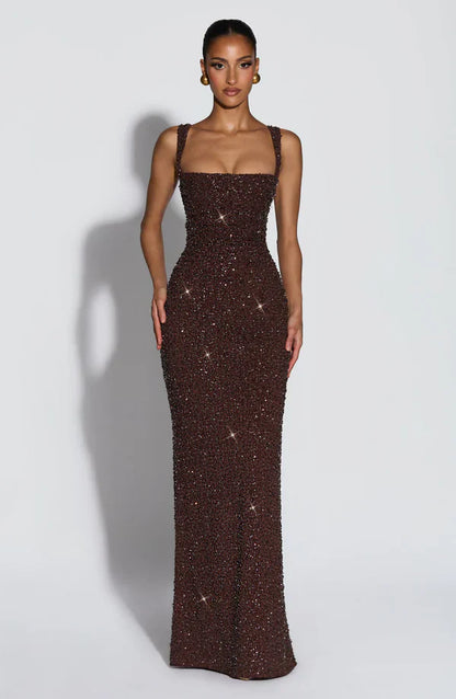 Liora - Robe maxi en corsage scintillant