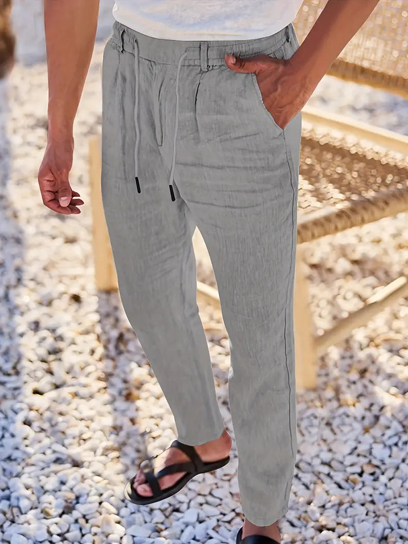 Avenor - Pantalon en lin large avec cordon de serrage