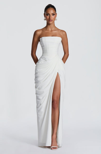 Hannah - Robe maxi drapée avec fente haute