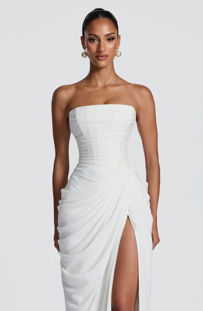 Hannah - Robe maxi drapée avec fente haute
