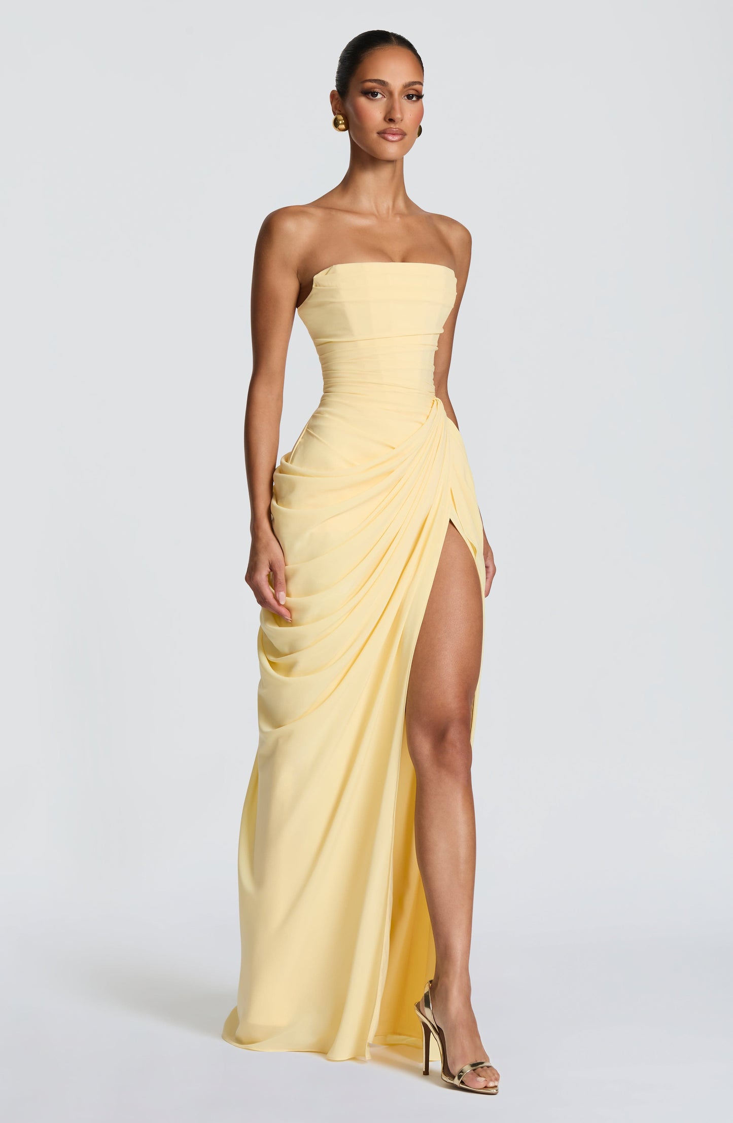 Hannah - Robe maxi drapée avec fente haute