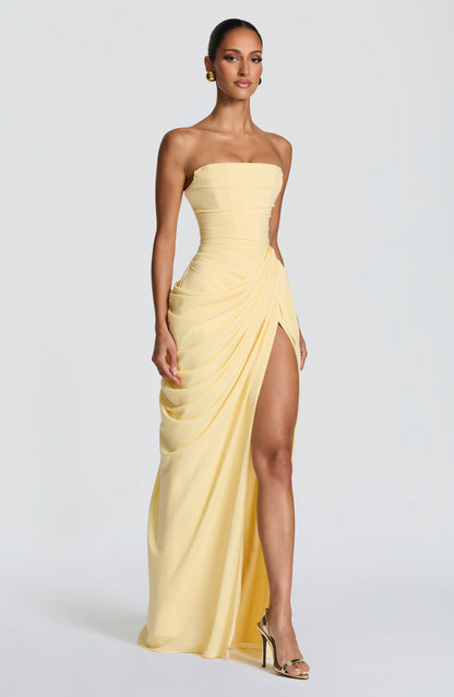 Hannah - Robe maxi drapée avec fente haute