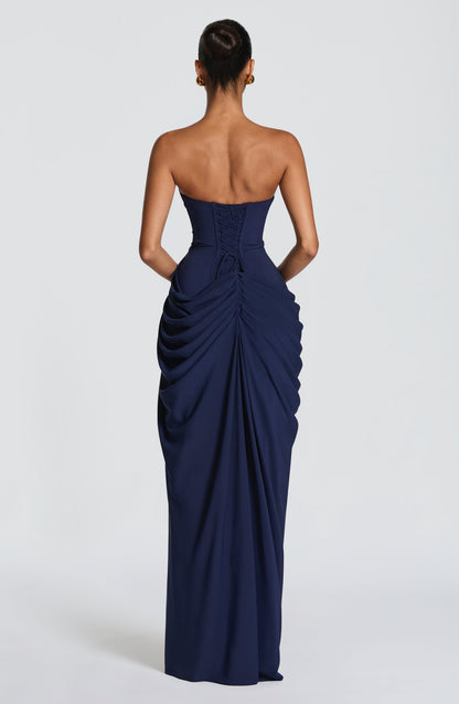 Hannah - Robe maxi drapée avec fente haute
